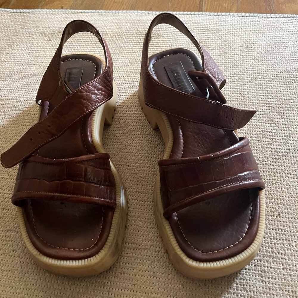 Spanish Leather Platform Sandals with Rubber outsole - Picture 2 of 5